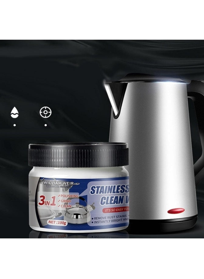 ويليام وير شمع تنظيف الفولاذ المقاوم للصدأ، كريم تلميع المعادن، مزيل الصدأ، ينظف بلطف ويزيل البقع دون خدش، 100 غرام - Image 3